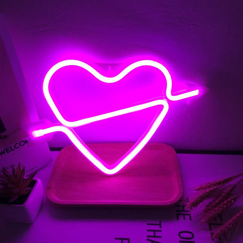 One Arrow Through The Heart Shape Latex Neon Lights