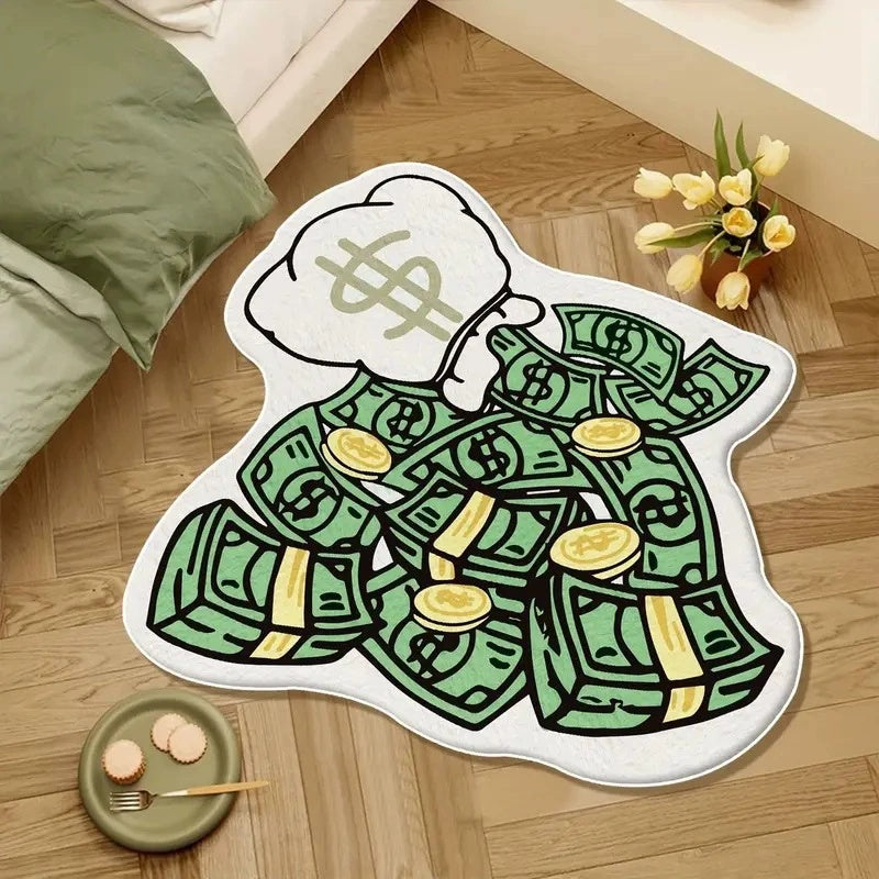 Dollars Rich Floor Mat  Creative Dollars Rich Floor Mat  Irregular Money Rug Funny Money Shaped Carpet Home Decor Bedroom Mat Hallway Balcony Entrance Doormat