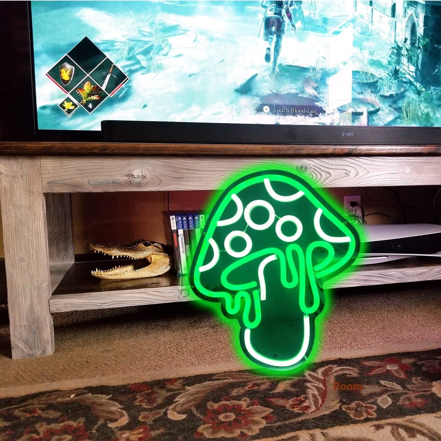 Led Neon Backboard Green Mushroom Transparent Acrylic Neon Decoration Festival Ambience Light