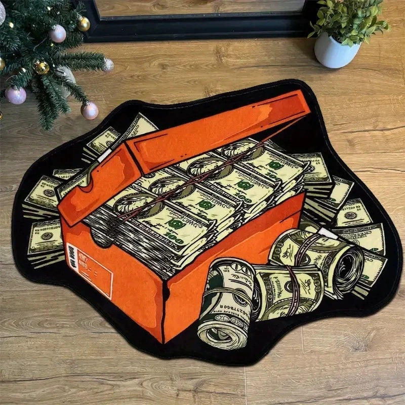 Dollars Rich Floor Mat  Creative Dollars Rich Floor Mat  Irregular Money Rug Funny Money Shaped Carpet Home Decor Bedroom Mat Hallway Balcony Entrance Doormat