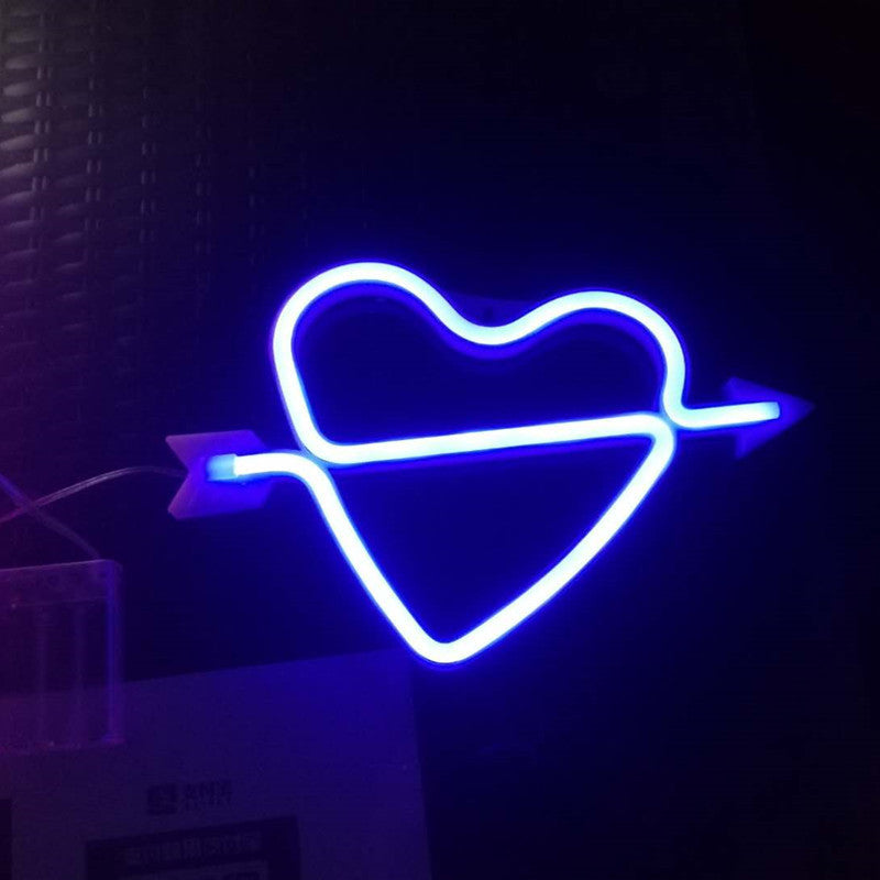One Arrow Through The Heart Shape Latex Neon Lights