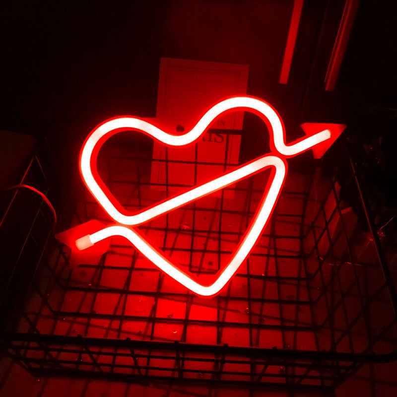 One Arrow Through The Heart Shape Latex Neon Lights