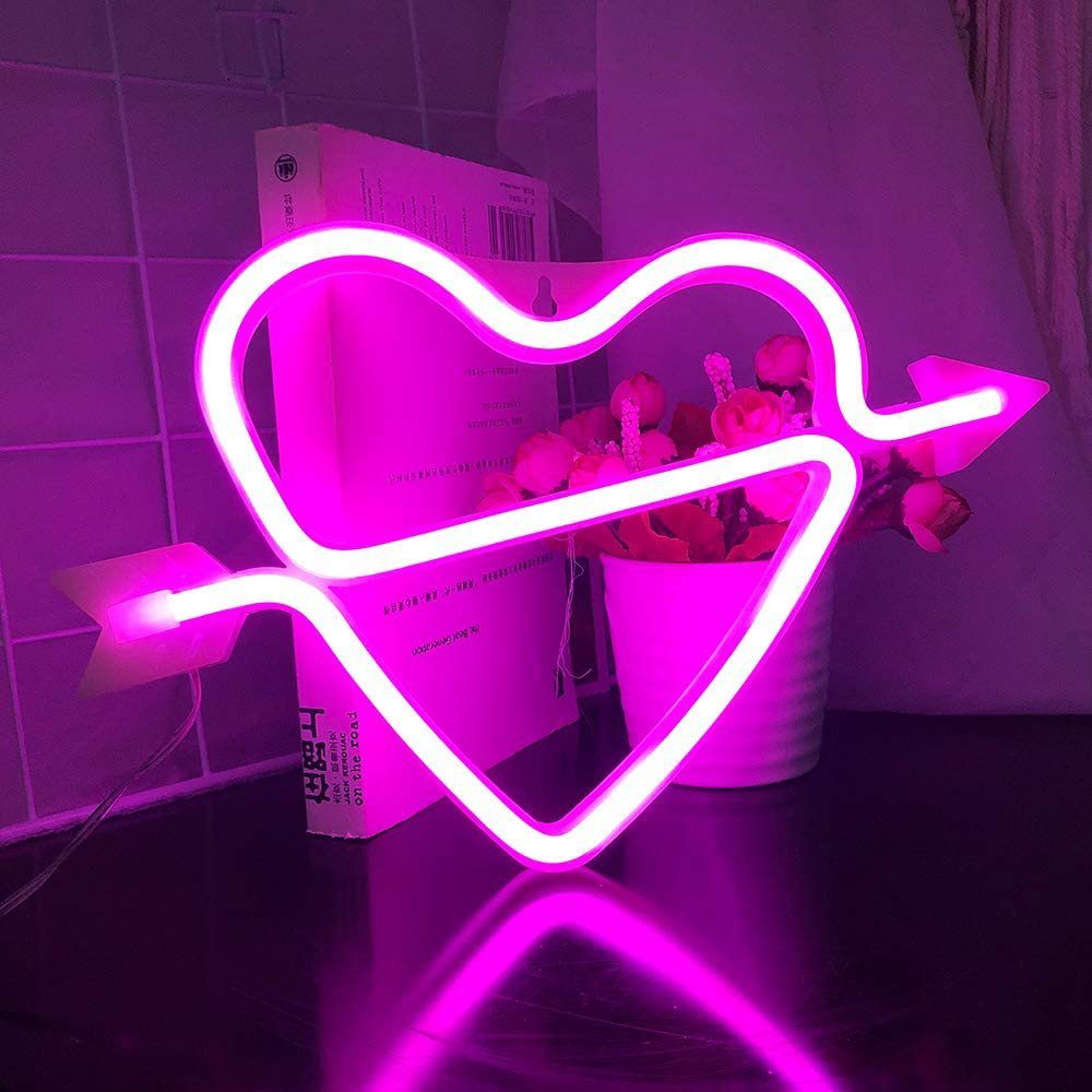 One Arrow Through The Heart Shape Latex Neon Lights